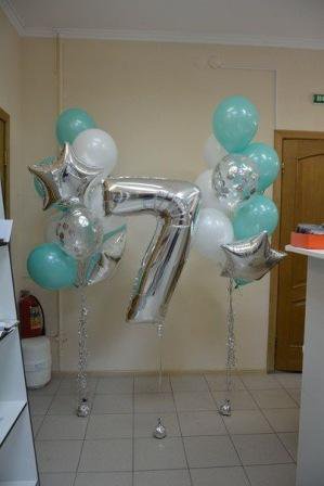 Гелиевые шары бирюза и серебро